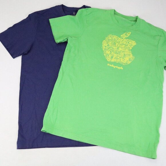 Lot Apple Store Employee Uniform T-Shirt S Logo Blue Green Short Sleeve Cotton 1 - Picture 2 of 7
